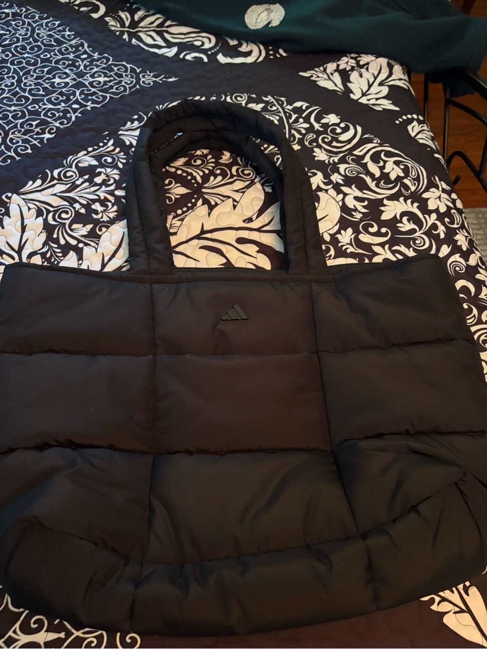 adidas Black Quilted Puffer Tote Bag